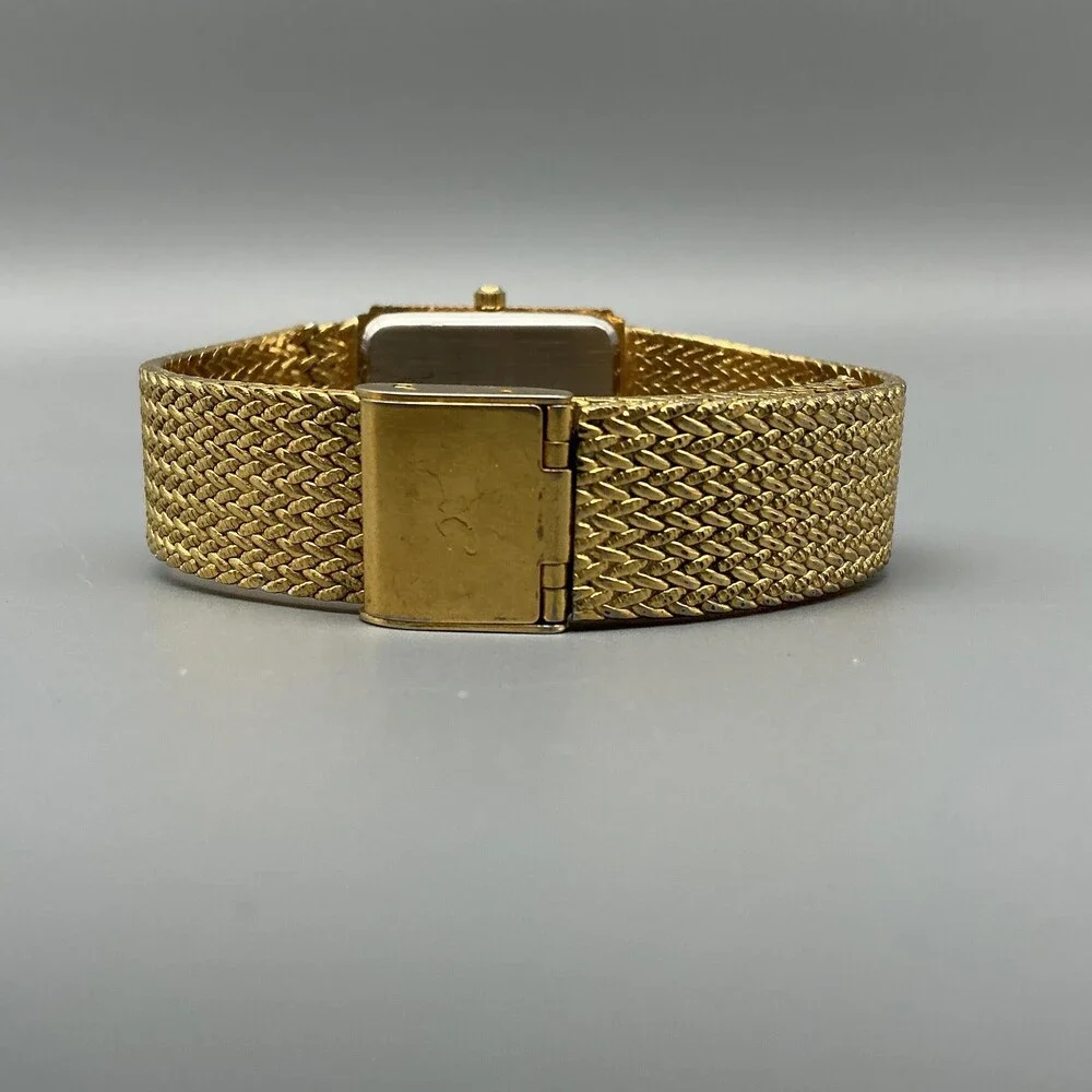 Vintage Xavier Mens Watch 23mm Black Dial Gold Tone Gem Markers New Battery